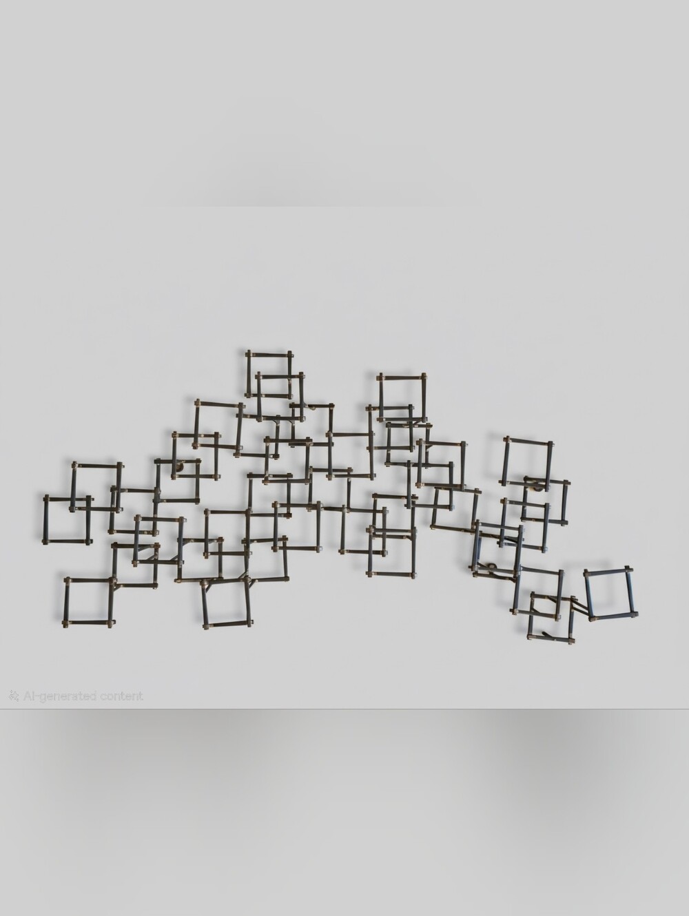 Modern Bronze Square Grid Wall Sculpture - Home Wall Decor